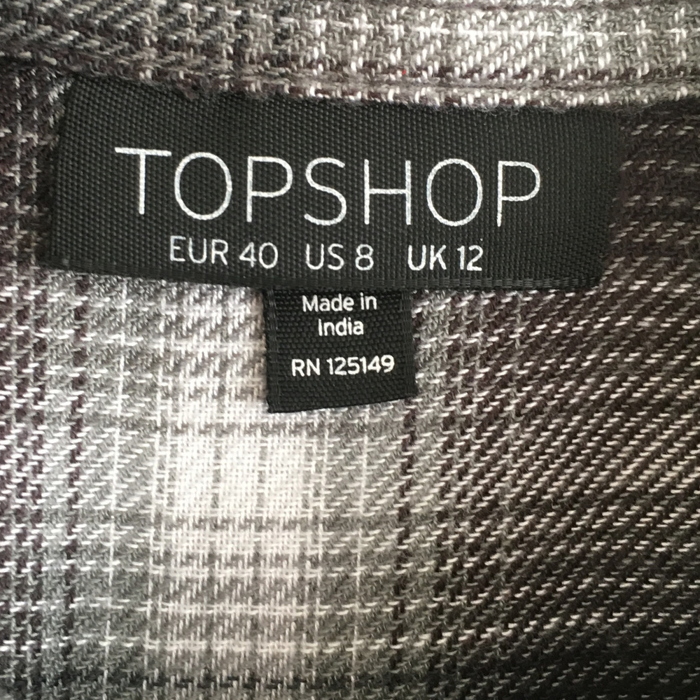Topshop Check Cold Shoulder Shirt - Picture 7 of 8